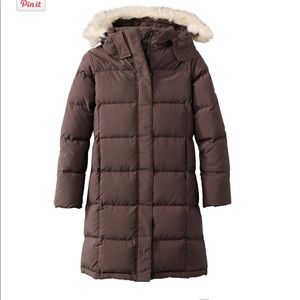 L.L. Bean 3/4 length puffer parka w/ fur hood